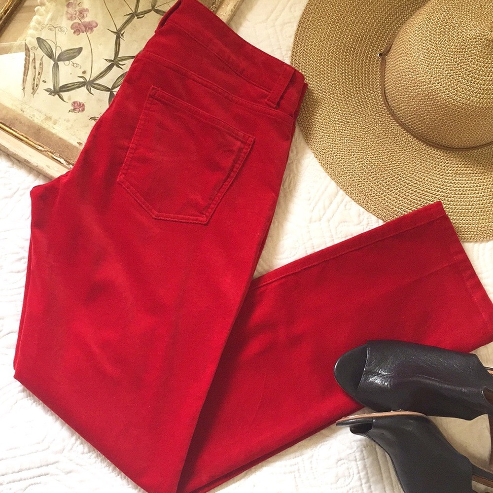 Talbots Holiday Red Velour Straight Leg Pants